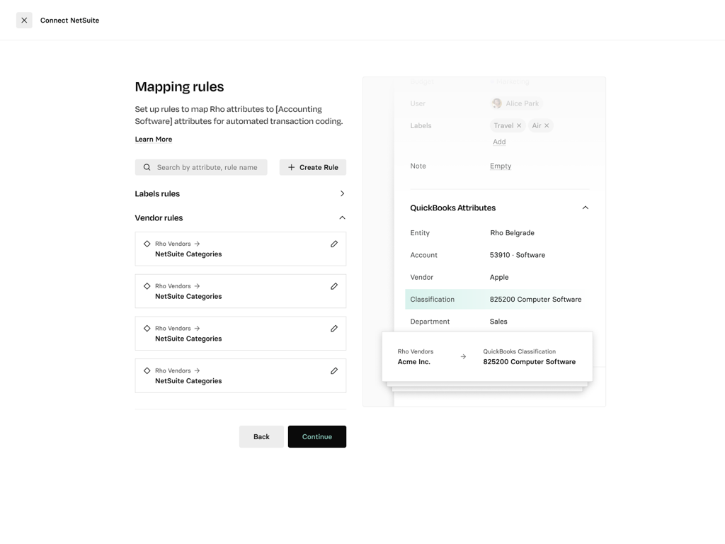 Rho Accounting Configuration