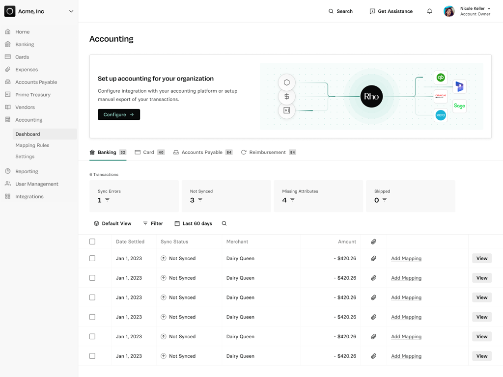 Rho Accounting Dashboard